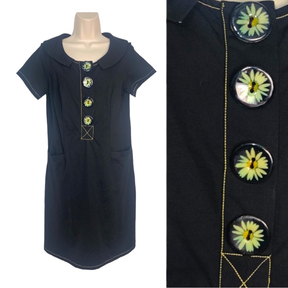 Eshakti Shift dress w pockets and big daisy buttons NWOT szM/8